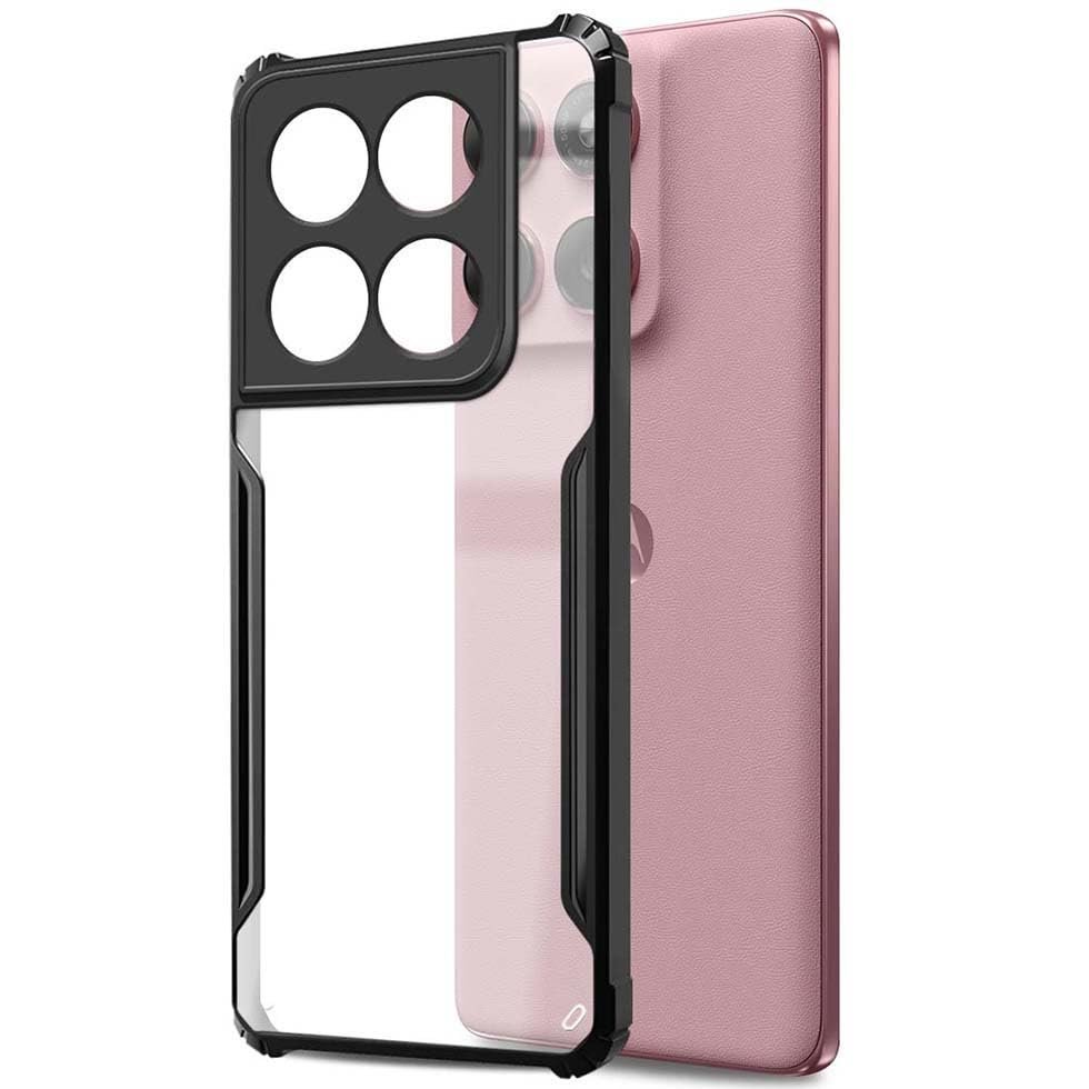 Fashionury Shockproof Crystal Clear Back Cover Case for Motorola Edge 60 Fusion 5G | 360 Degree Protection | Protective Design | Transparent Back Cover Motorola Edge 60 Fusion 5G (Black Bumper) - Image 3