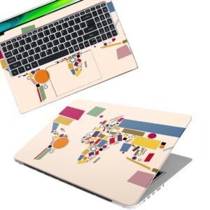 World Map D3 Full Body Vinyl Laptop Skin/Sticker/Cover Upto 15.6 Inches Laptops Laminated-Removable-HD Quality Compatible for Hp-Dell-Sony-Lenovo-Asus etc.(15x10 Inches)