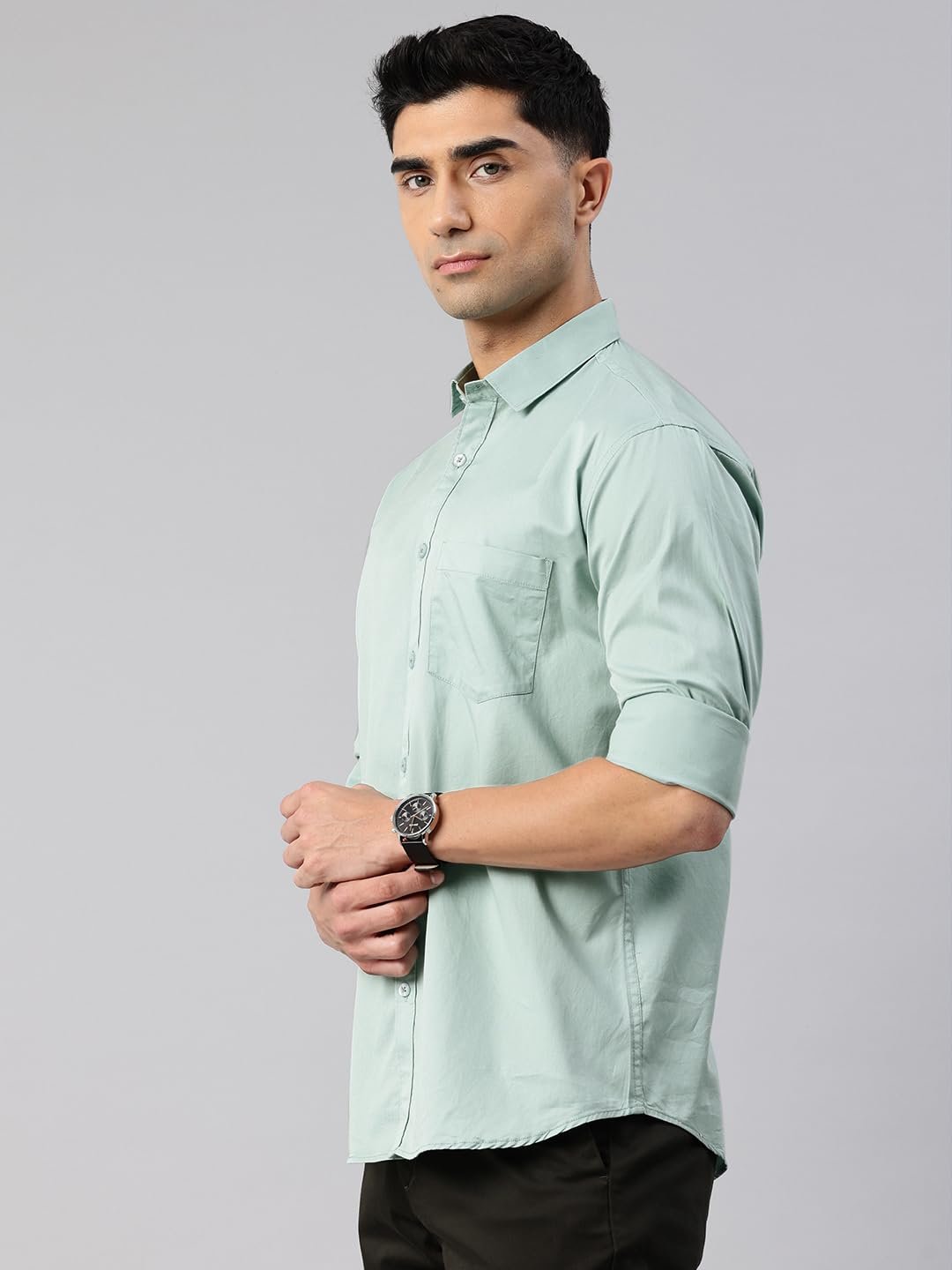 Majestic Man Men's Cotton Slim Fit Solid Casual Shirt - Image 3