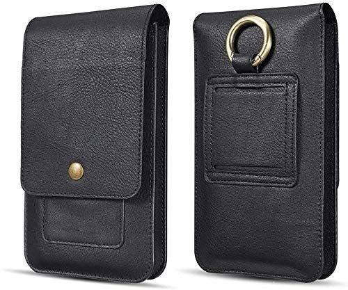 Genuine Leather Royal Double Mobile Pouch Belt Clip Cases Waist Bag Pack for OnePlus Nord CE5 - Black (2 Pocket for 6.5 inch and 5.5 inch Mobile) - Image 2