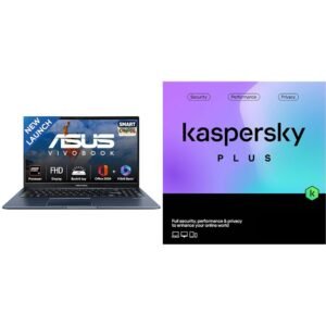 ASUS Vivobook 15, Smartchoice, AMD Ryzen 7 5825U, 16GB RAM, 512GB SSD, FHD 15.6", Windows 11, Office Home 2024, Quiet Blue + Kaspersky Plus 1 Device 1 Year (Physical Pack)
