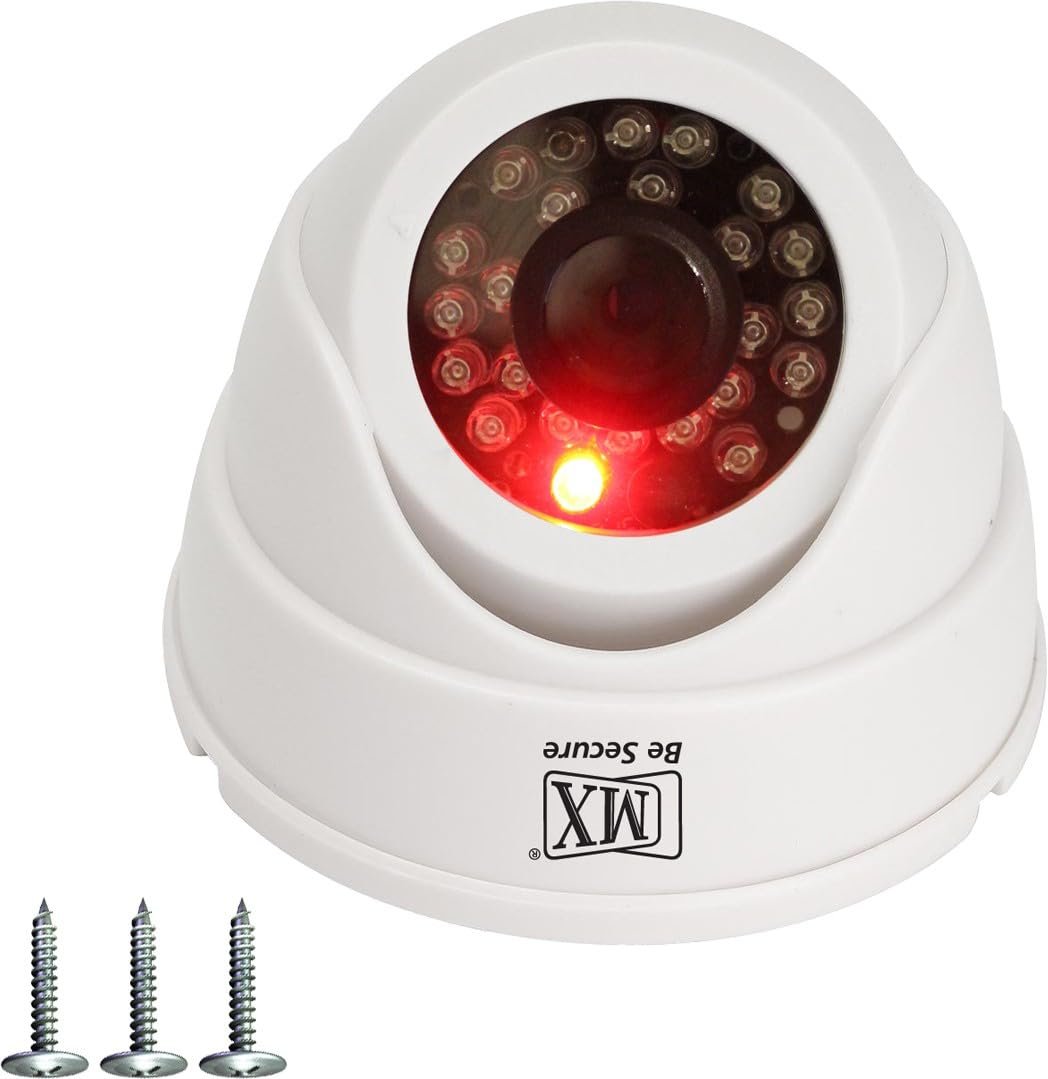 MX Dummy Fake Simulated Infrared IR LED Sensor Dome Wireless Security Camera with Red Light Realistic Looking CCTV Surveillance Security Camera - Pack of 1 - Image 2