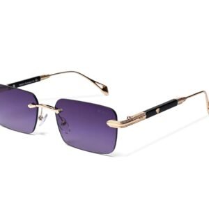 MOONX Matters S2 Rimless Sunglasses for Men & Women – UV Protected Blue Lens, Golden Metal Frame, Lightweight Fashion Eyewear