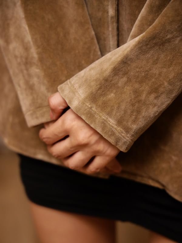 SAY Brown Solid Velvet Long Sleeves Jacket for Women SE-JKT-26_P - Image 7