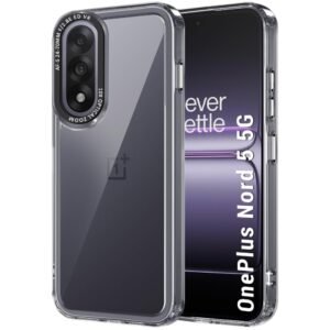 TheGiftKart Hybrid Shockproof Back Cover Case for OnePlus Nord 5 5G | Stylish Camera Border | Plated Buttons | Crystal Clear Hard Back Cover Case for OnePlus Nord 5 5G (TPU & PC, Smoked Bumper)