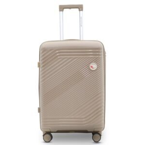 AMERICAN TRAVELLER Tourisalined Trolley Bag| Polypropylene Hard Shell Luggage | Waterproof & Expandable Suitcase for Travel | 8 Smooth Spinner Wheels | Durable Travel Trolley Bag Set (20, Khaki)