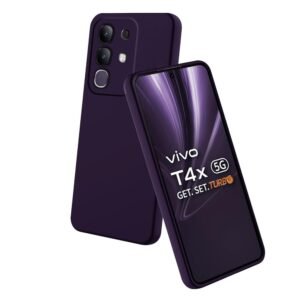 Amazon Basics Mobile Cover for Vivo T4x 5G | Full Camera Protection | Premium Liquid Silicon Case | Flexible Bumper Case for Vivo T4x 5G / Y29 4G / Y31 Pro 5G / iQOO Z10x 5G (Purple)