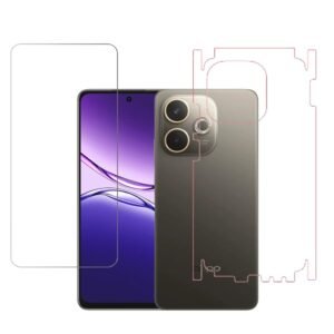SPRITZEN Tempered Glass (Transparent)& Back Screen Guard (Clear With Sides) Full Screen Coverage Compatible for Oppo A5 Pro 5G