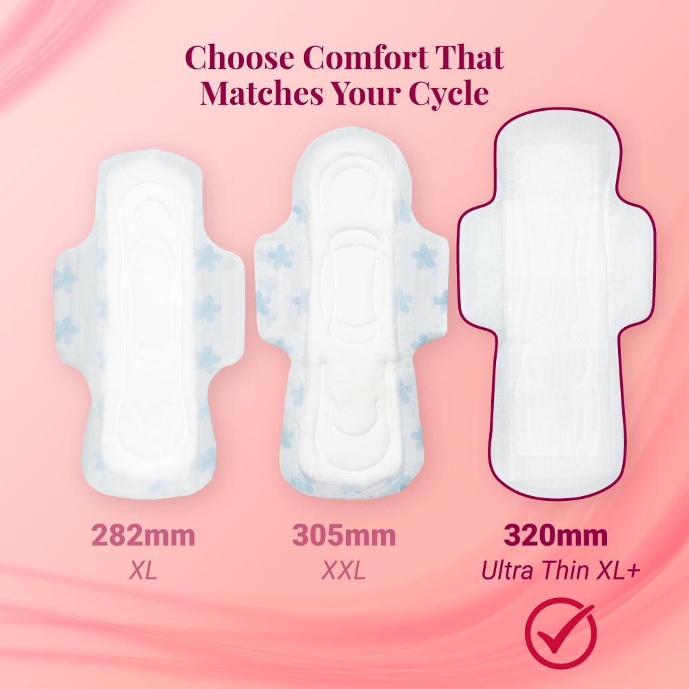 NIINE Naturally Soft Ultra Thin XL+ Sanitary Napkins |320mm Long|Cottony Soft Control Rashes|Long Lasting protection |Suitable for Heavy Flow with Free Biodegradable Disposal Bags (Pack of 1) 50 Pads - Image 8