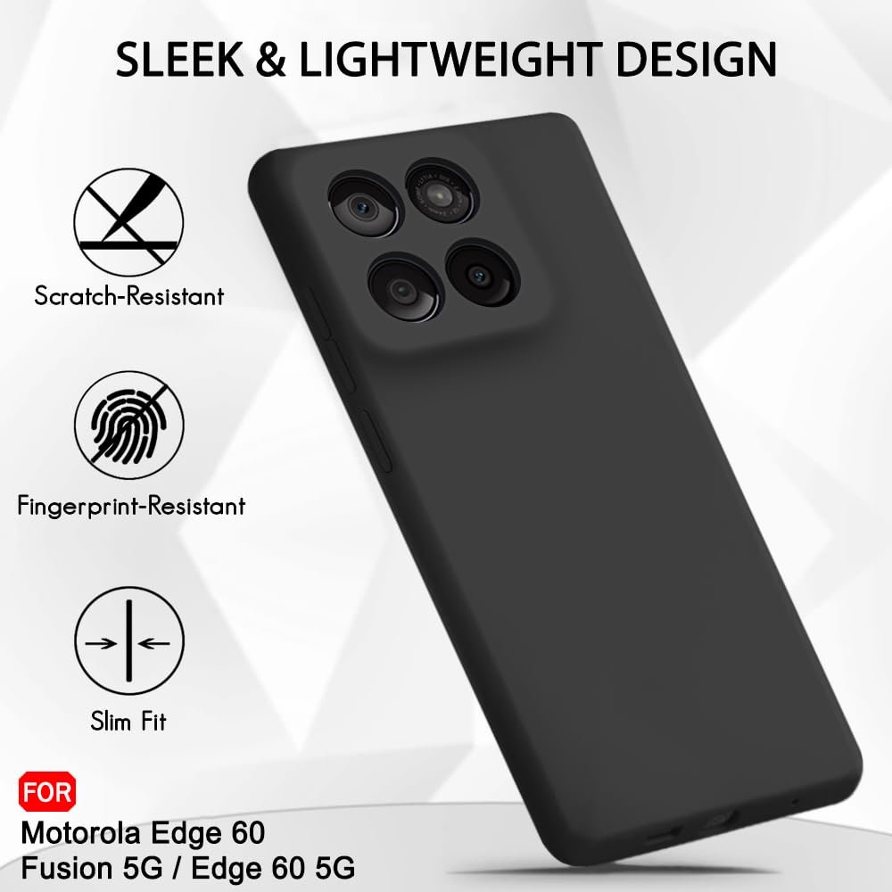 TheGiftKart Genuine Liquid Silicone Back Cover Case for Motorola Moto Edge 60 Fusion 5G / Edge 60 5G | Soft Micro-Fibre Lining Inside | Camera Protection Bump | Shockproof Back Cover (Silicone, Black) - Image 7