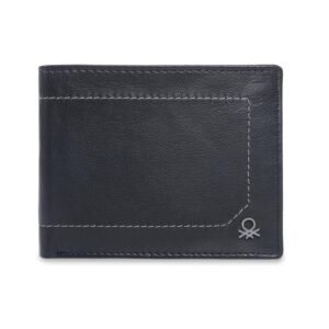 United Colors of Benetton Men’s Leather Wallet Galway – Black| Global Coin Wallet with RFID Protection, Multiple Card Slots | Coin Pocket | Bi-Fold Purse for Men | Ideal for Gifting