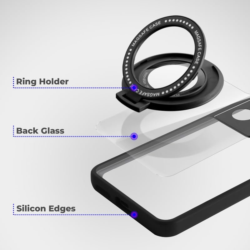 Mr. Case Back Cover for Vivo T4x 5G with Transparent Back & Kickstand | Clear Hard Back with Silicone Frame - Black - Image 6