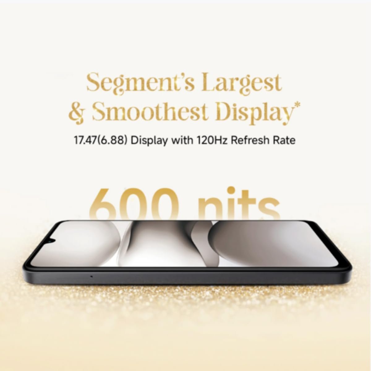 Redmi A5 (Jaisalmer Gold, 3GB RAM 64GB Storage) | Royale Design | Segment's Largest 17.47cm(6.88) and Smoothest 120Hz Display) | TUV Rhineland Triple Eye Protection Certified | 5200mAh Large Battery | Supports expandable storage: up to 2TB - Image 3