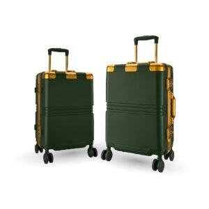 Maleta Gold Series Cabin and Check-in Medium Luggage| 20’’ and 24’’ | Aluminium Frame,Dual TSA Lock | Trolley Bags for Travel Set of 2 | Suitcase | Luggage Bags (Green, Set of 2 (Small-Medium))
