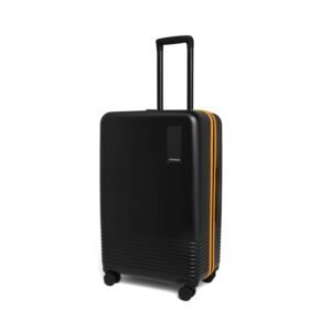 MOKOBARA Iconic Range The Check-in Luggage Medium Size German Makrolon Poly-Carbonate Hard Sided 8 Hinomoto Wheels Suitcase Trolley – Hinomoto Wheels, Black & Yellow (Limited Edition)