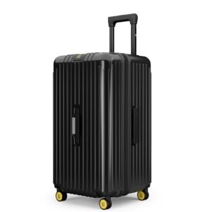 EUME Trunk Check in Trolley Bags for Travel Medium Size | 66cm to 74cm Expandable Trolley Bag | Polycarbonate 8 Silentrun Spinner Wheels Suitcase | Premium Trolley Bags for Travel (Charcoal Black)