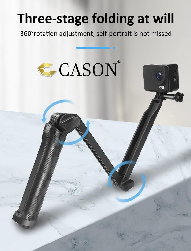 Cason -Monopod/Action Camera Selfi Stick Tripod Monopod / 3-Way Monopod Foldable Camera Stick Compatible with Action Camera Cason CN10 CS6,CN50,GoPro Hero 7/6/5, SJCAM SJ6, SJ7, SJ5000 and All Others