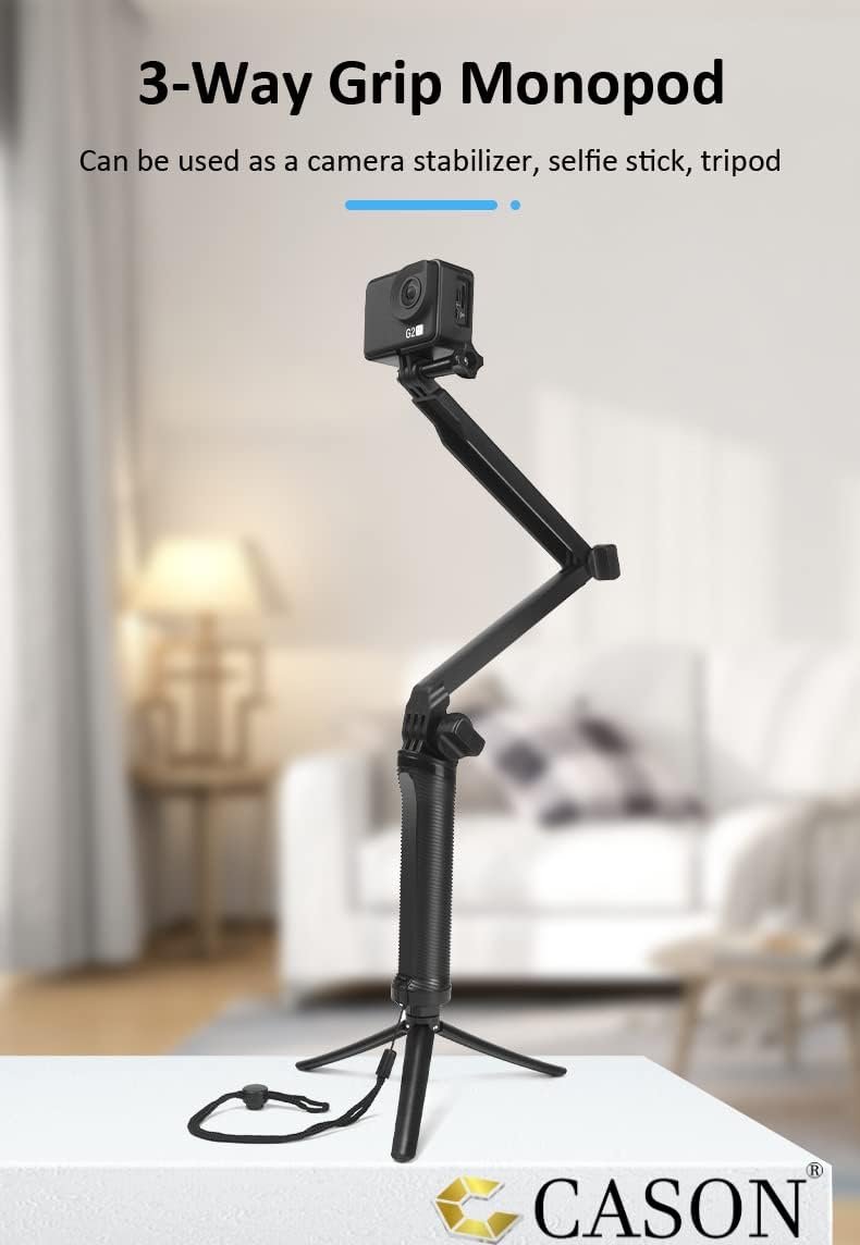 Cason -Monopod/Action Camera Selfi Stick Tripod Monopod / 3-Way Monopod Foldable Camera Stick Compatible with Action Camera Cason CN10 CS6,CN50,GoPro Hero 7/6/5, SJCAM SJ6, SJ7, SJ5000 and All Others - Image 3