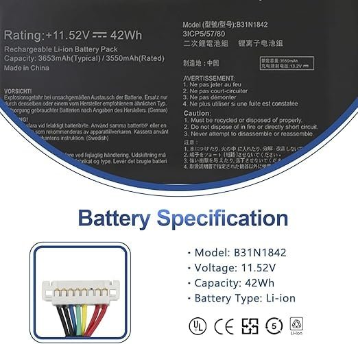 WISTAR B31N1842 Battery for ASU-s Vivo/Book 15 M513UA, Vivo/Book 15 X513EA, Vivo-Book 15 X513IA, Vivo-Book S15 S531FA, Vivo-Book S15 S531FL Laptop Battery - Image 4