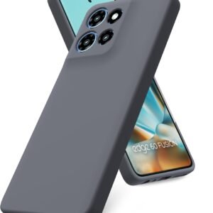 DIZORO Microfiber Candy Case for Motorola Moto Edge 60 Fusion 5G / Edge 60 5G Smooth Touch Cushion Liquid Soft Silicone Gel Phone Cases Non-Slip Full Body Protective Shockproof Back Cover – Space Grey