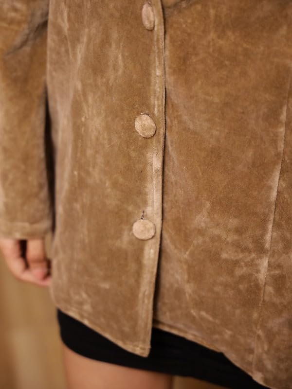 SAY Brown Solid Velvet Long Sleeves Jacket for Women SE-JKT-26_P - Image 6