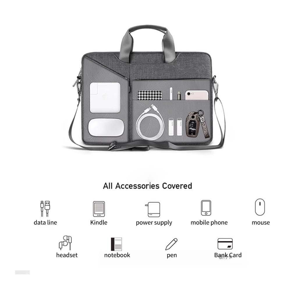 MOCA Laptop Bag Carrying Case 15.6 Inch with Shoulder Strap, Slim Computer Sleeve Cover Compatible with MacBook Pro 15/16, 15-16 Inch HP Acer Dell Lenovo ASUS Laptop-Grey - Image 5