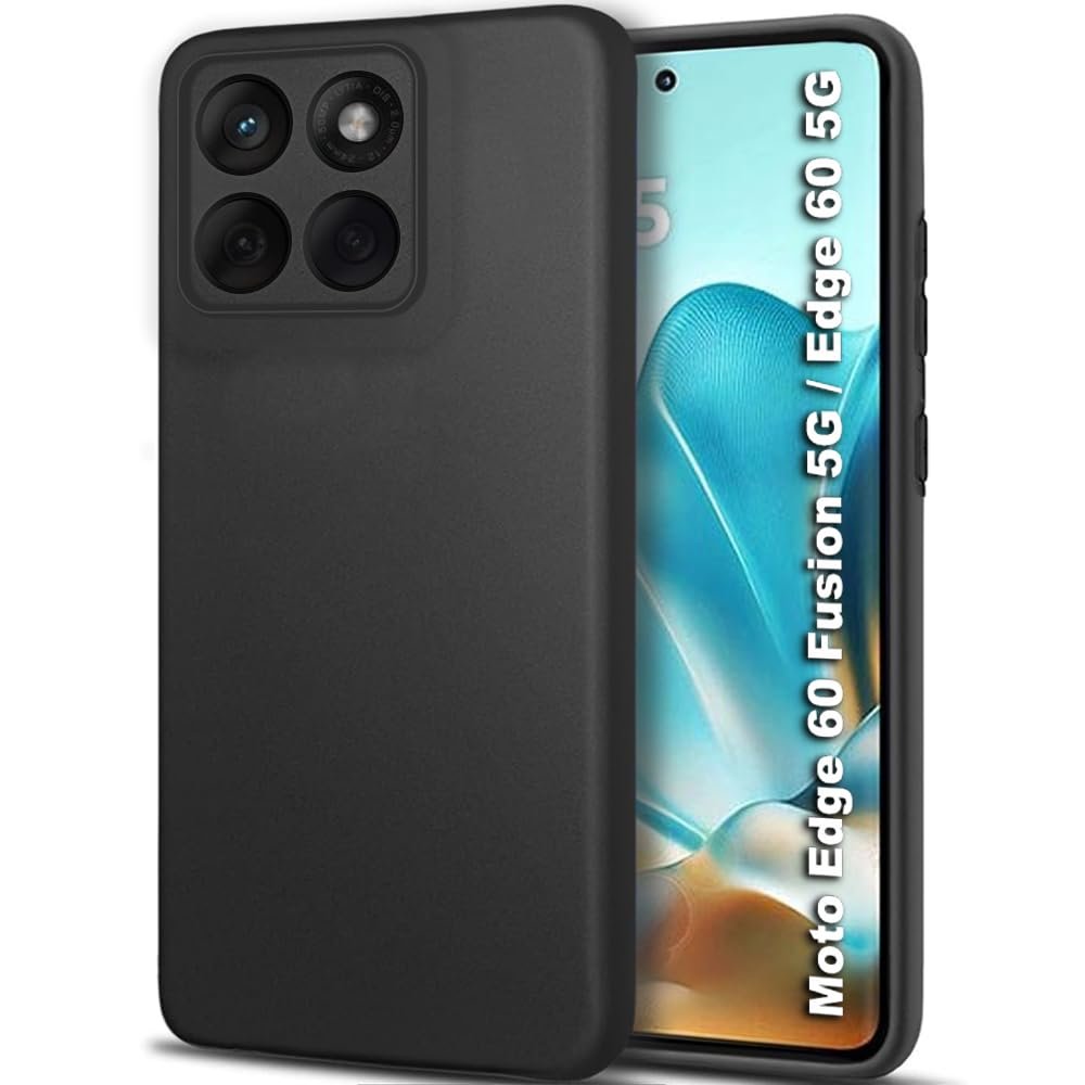TheGiftKart Sleek Back Cover Case for Motorola Moto Edge 60 Fusion 5G / Edge 60 5G | Slim Fit Protective Design | Ultra Matte Finish | Camera Protection Bump | Soft Back Cover Case (Silicone, Black)