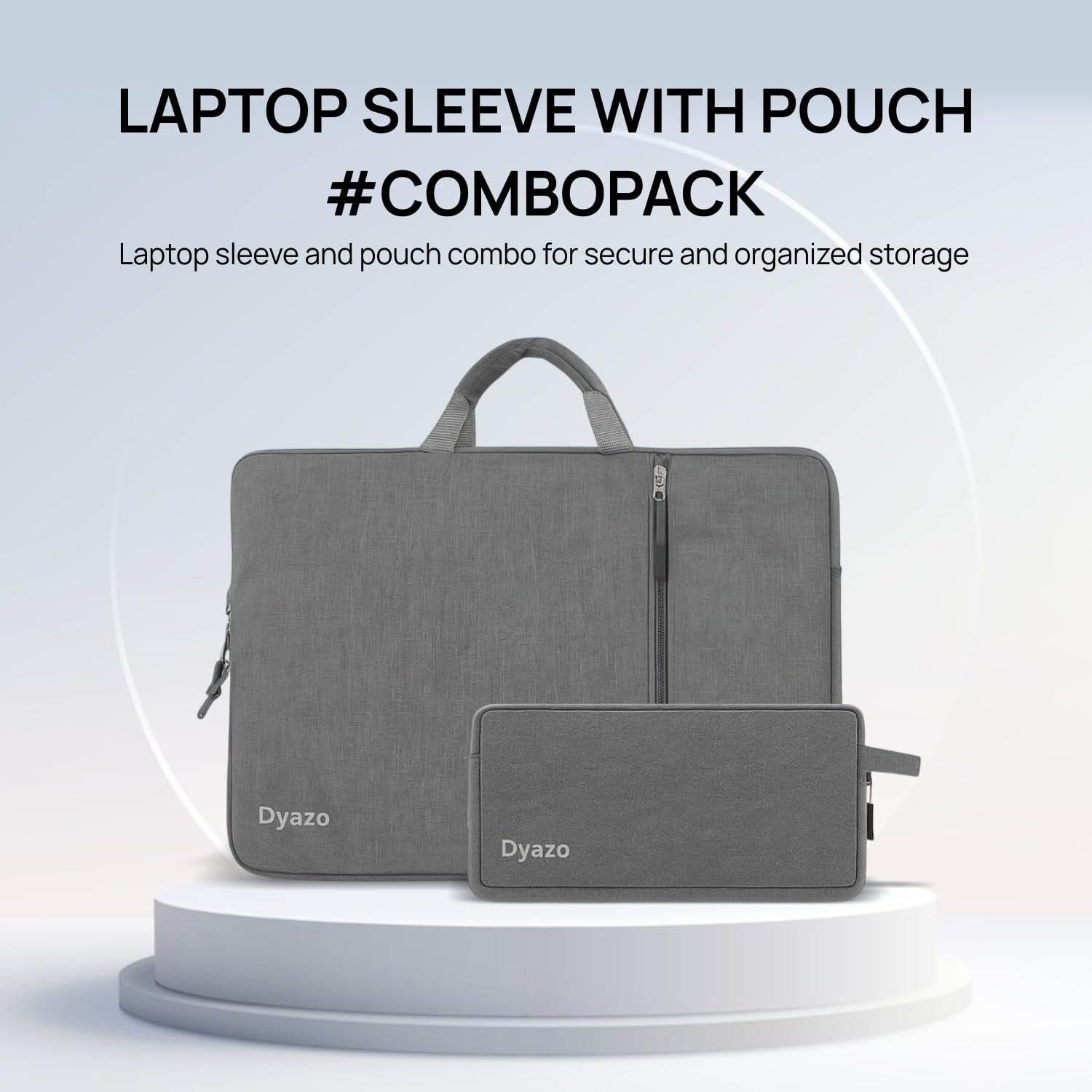 Dyazo 15.6 Inch Laptop Sleeve with Charger Pouch | Front Pocket with Handle Water Resistant Sleeve Case | Compatible for MacBook, HP, Dell, Acer, Asus, Microsoft, Samsung and Other Notebooks (Grey) - Image 3