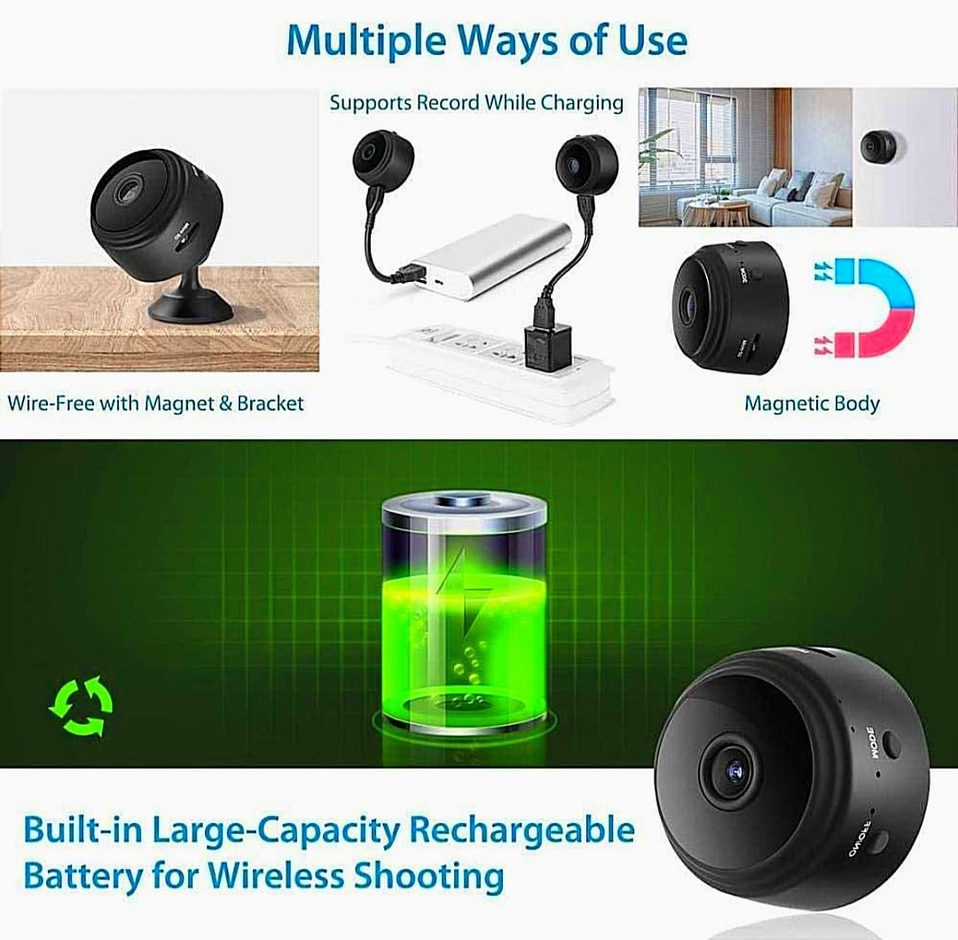 SUR WiFi Spy Camera Hidden for Home Outdoor High HD Focus Spy Magnet Mini Live Stream Night Vision IP Wireless 1080P Audio Video Hidden Indoor Nanny Camera for Home Offices Security Multicolor. - Image 8