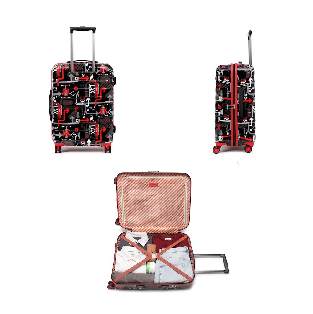 uppercase Jfk Inline Trolley Bag Set Of 2 (Medium,Large)|Check-In Luggage|Hardshellsided Polycarbonate Printed Luggage|Combination Lock|8 Wheel Trolley Bag|Suitcase For Unisex| (Black),H-75.5 cms - Image 2