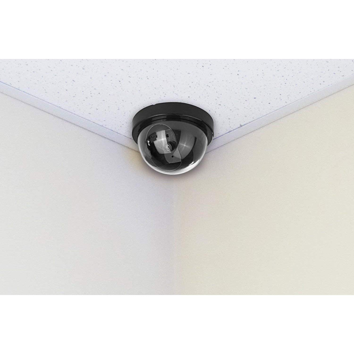 Dummy Fake Camera Security CCTV Dome Cameras with Flashing Red LED Light for Indoor Outdoor Home Business IR Security CCTV False Outdoor Camera Fake Dummy Security Camera Realistic Looking (1, Black) - Image 4