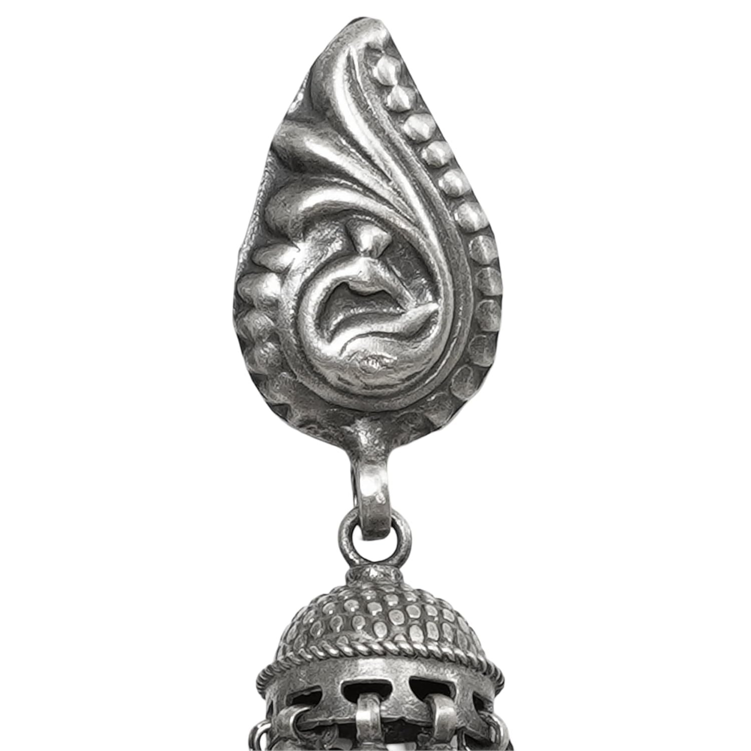 Sitara Handcrafted Stamped & Embossed Silver Jhumkas | Silver Jewellery for Earrings | Stylish Earrings - Image 2