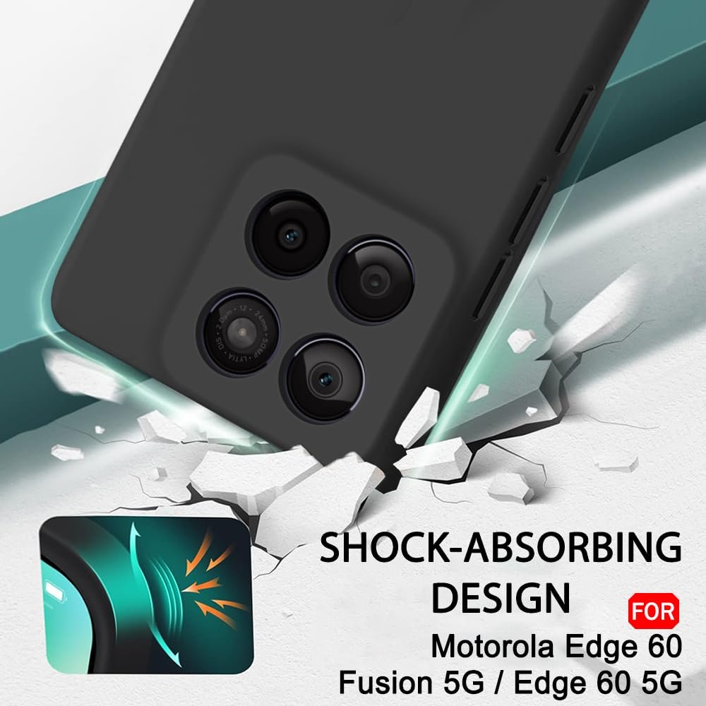 TheGiftKart Genuine Liquid Silicone Back Cover Case for Motorola Moto Edge 60 Fusion 5G / Edge 60 5G | Soft Micro-Fibre Lining Inside | Camera Protection Bump | Shockproof Back Cover (Silicone, Black) - Image 6