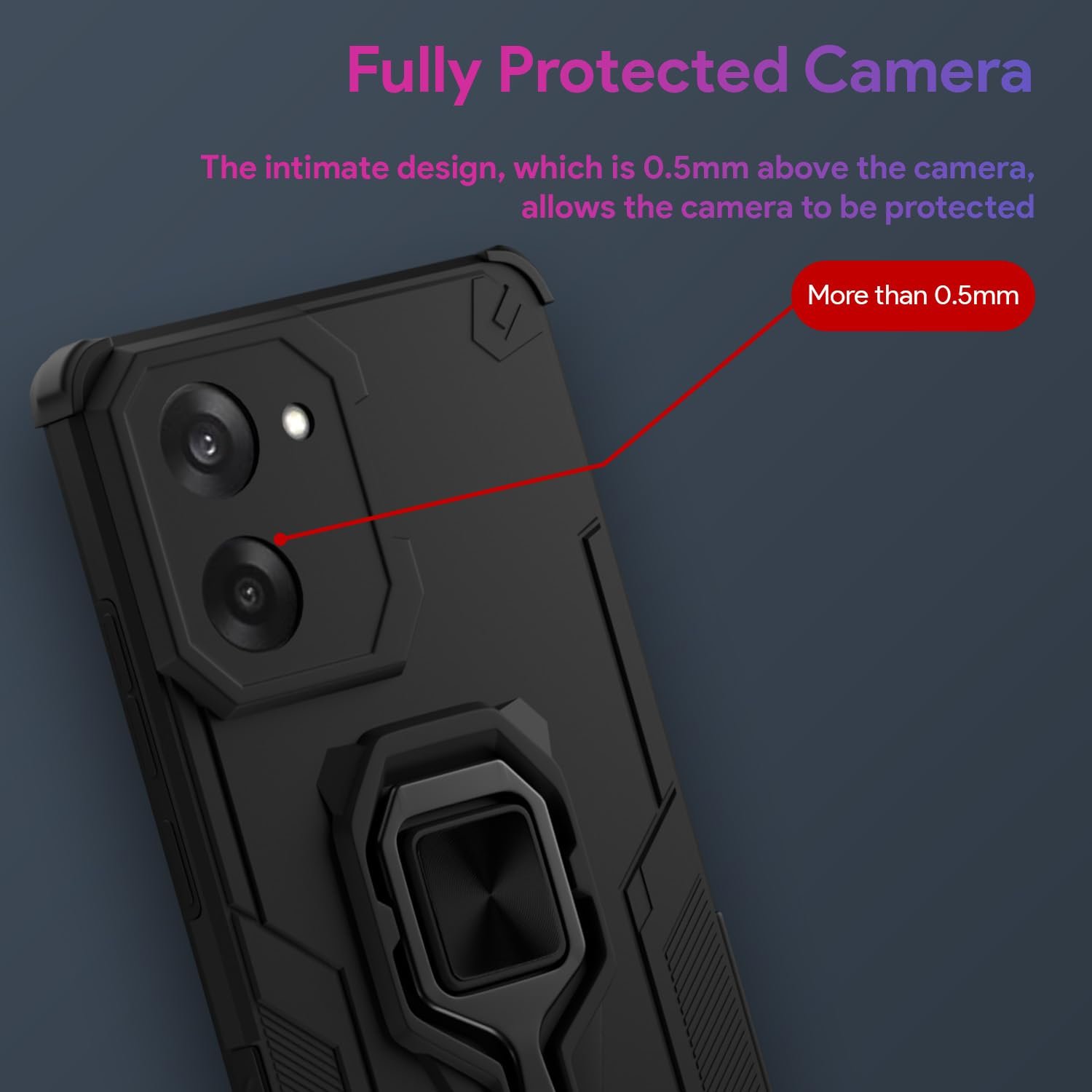 Amazon Basics Tough Armor Back Cover for Oneplus Nord CE 5 5G | Kickstand & Raised Edges | 360° Full Camera Protection Bumper Case (Black) - Image 6