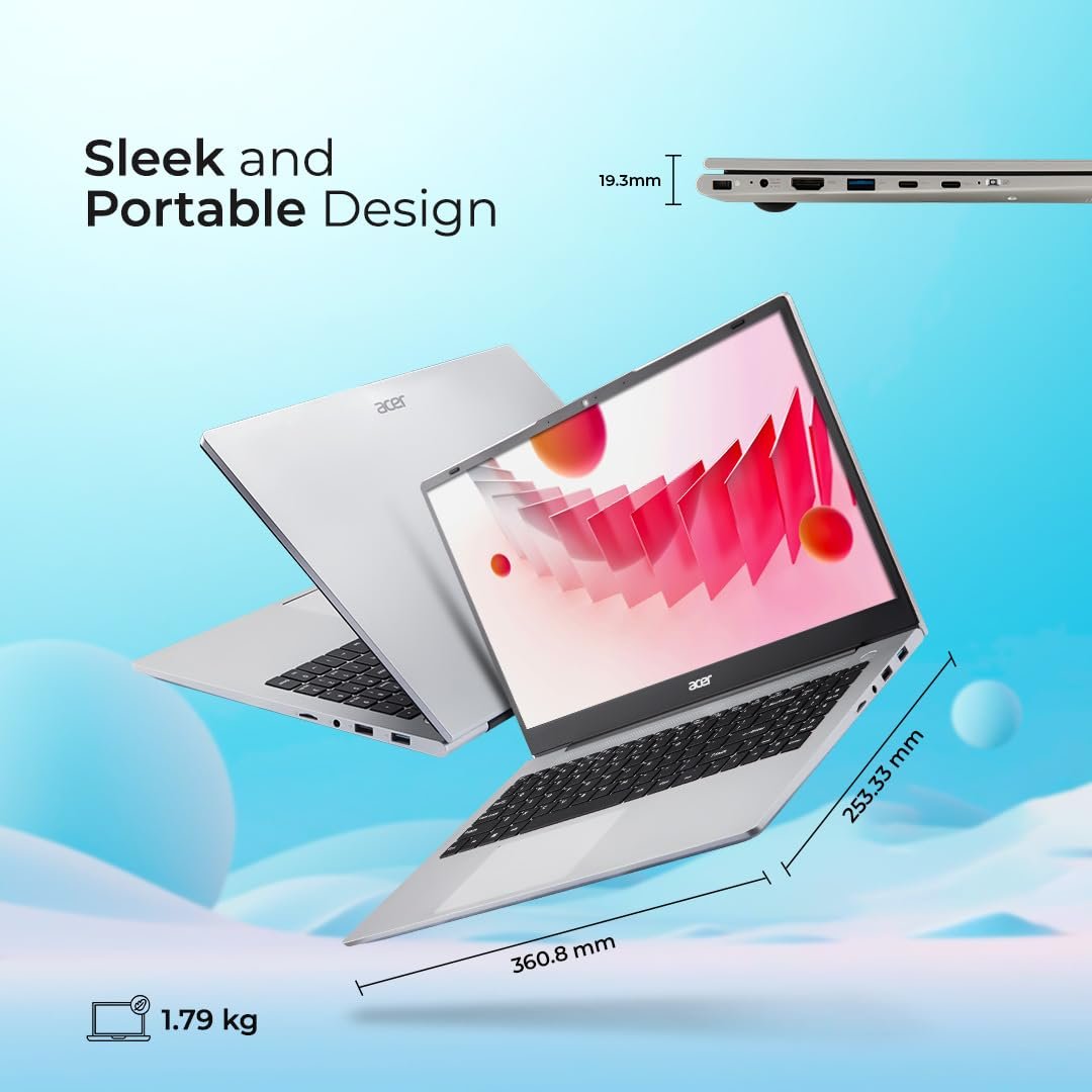 Acer Aspire, AMD Ryzen 7-7730U, 16GB RAM, 1TB SSD, Full HD 15.6"/39.62cm, Windows 11 Home, Pure Silver, 1.79KG, AS15-42, WiFi 6, AMD Graphics, Backlit Keyboard, 55Wh Battery Laptop - Image 9