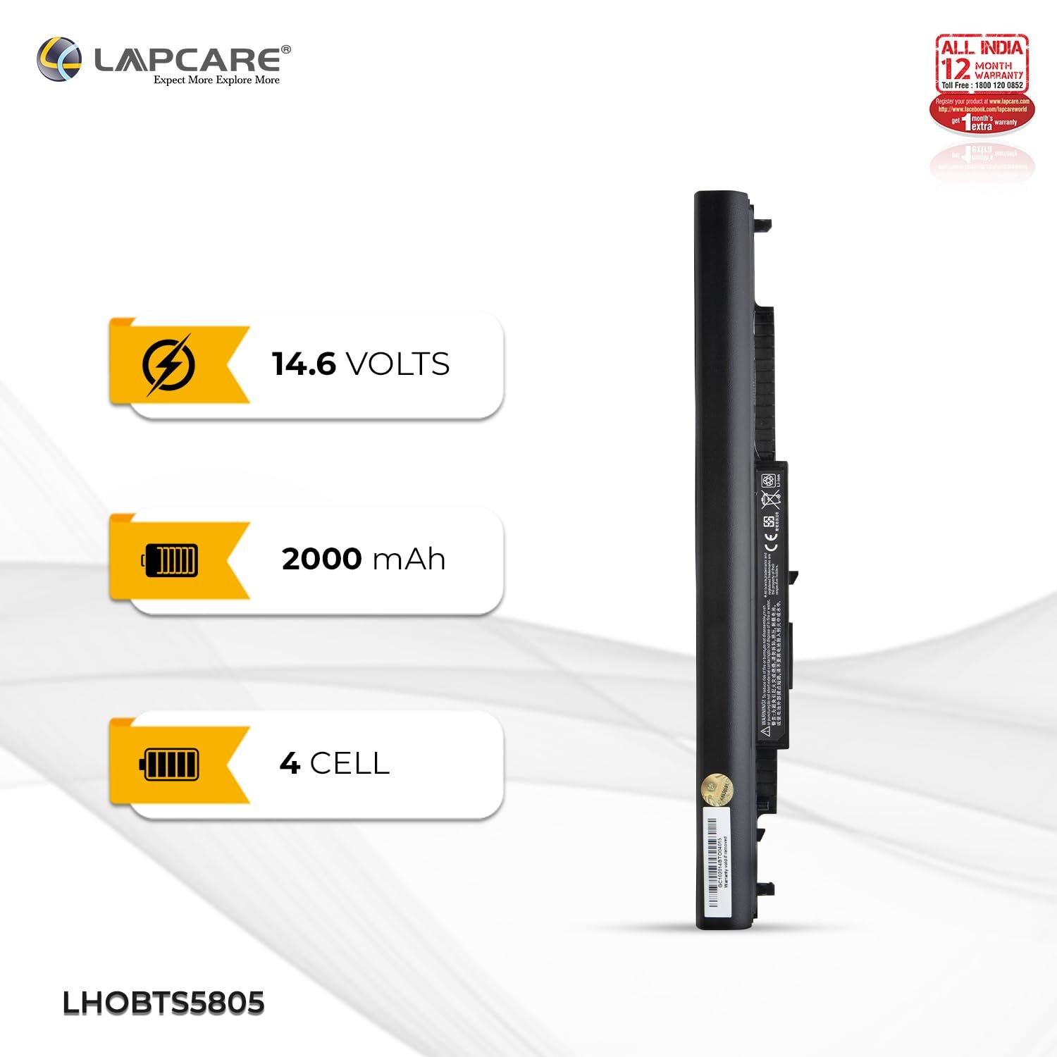 Lapcare Laptop Battery for HP HS03/HS04/HSTNN-LB6U/HSTNN-LB6V (Black) - Image 2