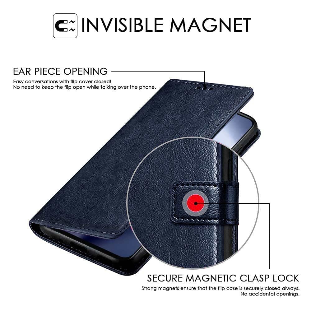 Amazon Brand - Solimo Oppo A5 Pro 5G Flip Cover | Card Pockets Wallet & Stand | Flip Cover for Oppo A5 Pro 5G (Blue) - Image 3