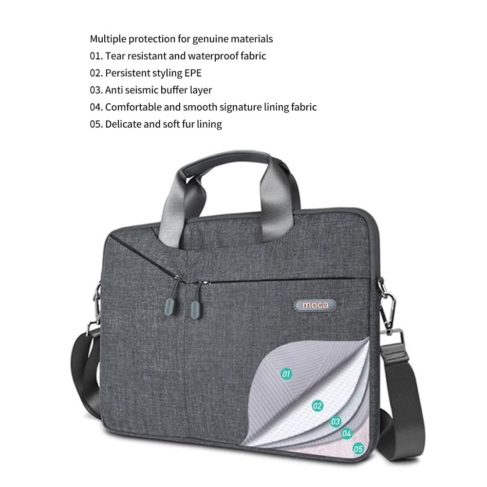 MOCA Laptop Bag Carrying Case 15.6 Inch with Shoulder Strap, Slim Computer Sleeve Cover Compatible with MacBook Pro 15/16, 15-16 Inch HP Acer Dell Lenovo ASUS Laptop-Grey - Image 6