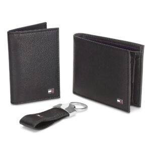 Tommy Hilfiger Men’s Leather Wallet, Card Case and Key Fold Combo, Black (TH/STALIN/WALL/CC/KF/01)