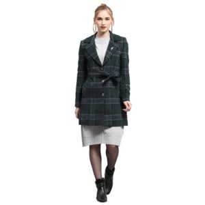 Monte Carlo Womens Check Collared Neck Full Sleeve Coat (224067340)
