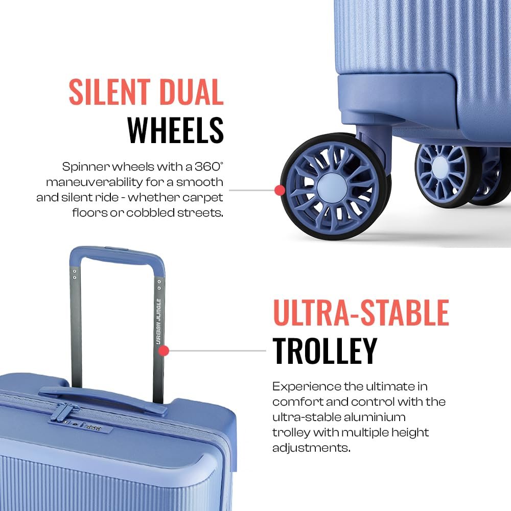 Urban Jungle by Safari, The Lumolite Light Weight Medium (65cm) Check in Trolley, 74L Capacity Hard Sided Polycarbonate Suitcase,TSA Approved Lock, 8 Silent Wheels (Blue) - Image 5