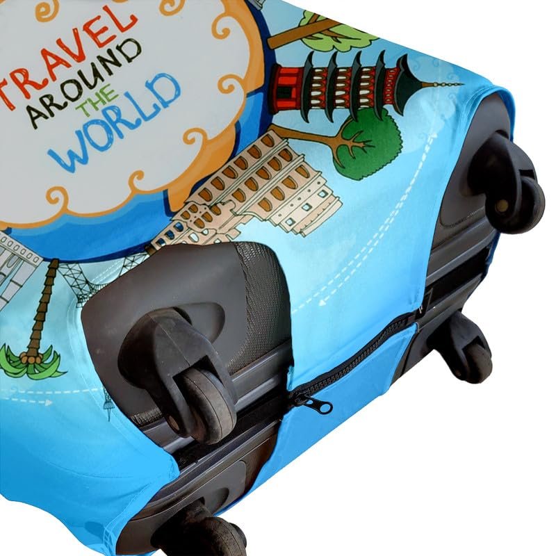 Cortina Luggage Cover Trolley Travel Covers | Washable Dust Proof Anti-Scratch Suitcase Protector | Medium - Sky Blue - Image 4