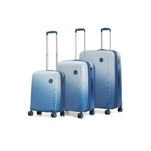 Genie Polycarbonate (Pc) Spinner Scarlett Hard Trolley Bag Luggage with Expander,TSA Lock,Toiletry Pocket,Shoe Pouch,Packing Cubes & Dual Wheels,4 Wheels-Small,Medium & Large Set-Ocean Ombre,78 cm