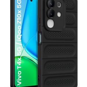 WOW IMAGINE Ultimate Silicone Back Cover Case for Vivo T4x 5G | iQoo Z10x 5G | Vivo Y31 Pro 5G | Heat Dissipation Thin Soft TPU | 360° Camera Protection | Breathable Cooling Holes – Pitch Black