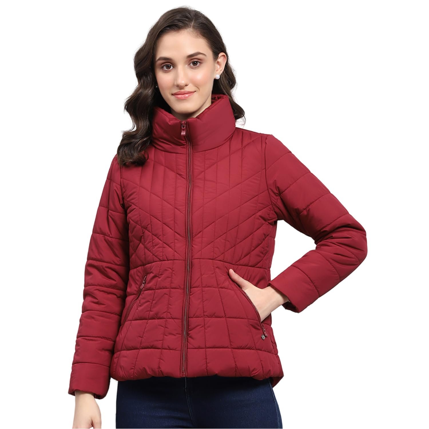 Monte Carlo Womens Solid High Neck Full Sleeve Jacket (224067520)