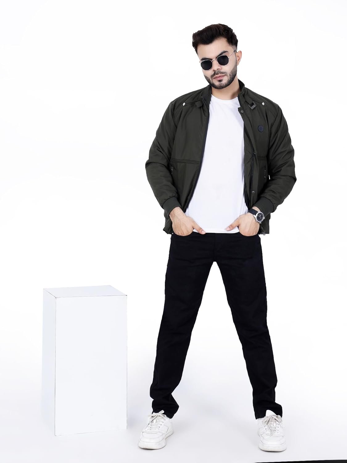 Dollar Full Sleeves Bomber Jacket for Men | TPU Men's Standing Collar Lightweight Winter Jacket, Regular Fit - Image 3