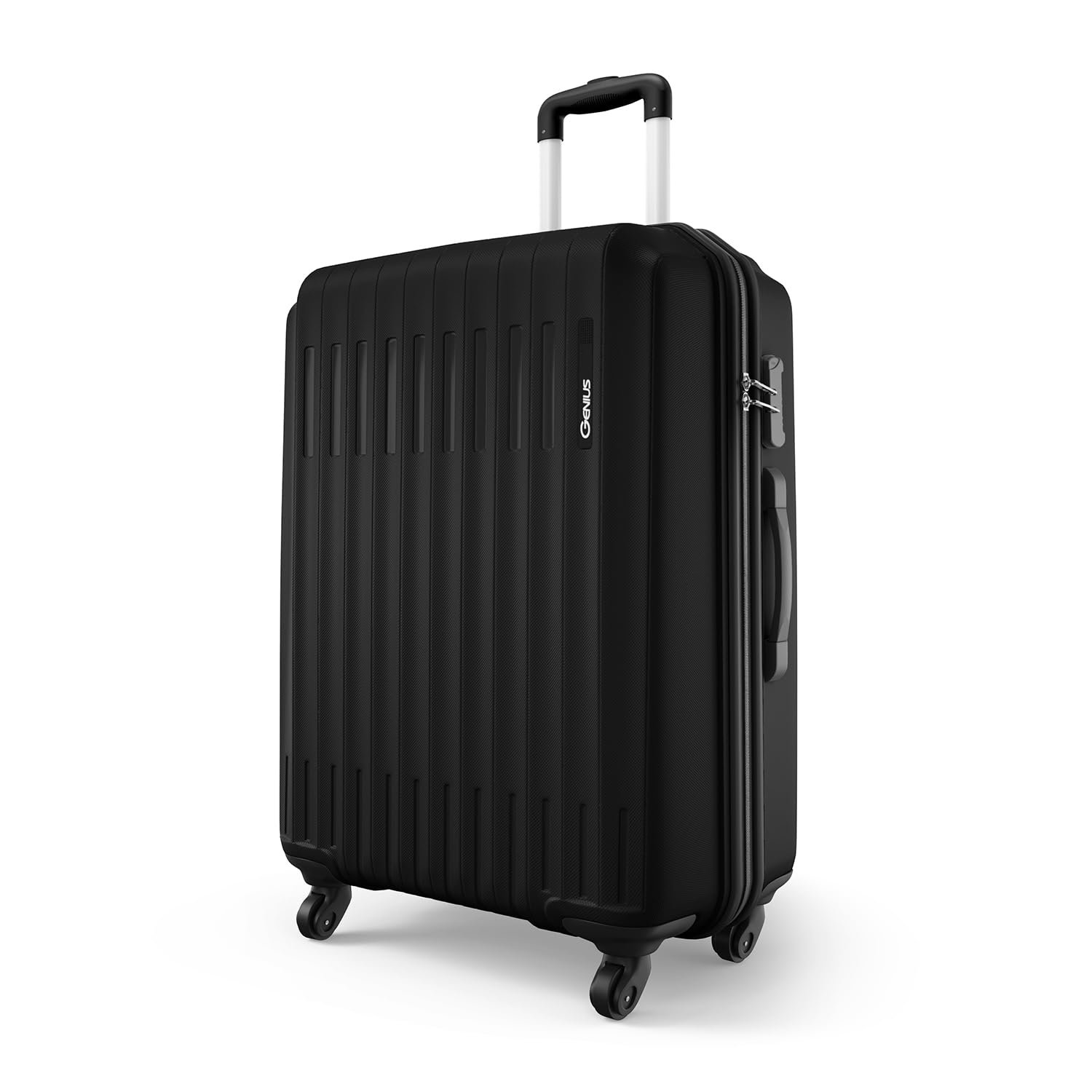 Safari Genius Alley 75cm Large Size Check-in Trolley Bag Hard Case Polypropylene, 4 Spinner Wheels, 360 Degree Wheeling Luggage, Travel Bag, Suitcase for Travel, Trolley Bags for Travel, Black