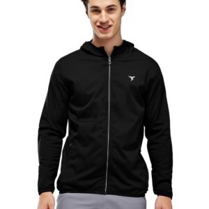 TECHNOSPORT Men’s Polyester Regular Slim Fit Solid Hooded Jacket