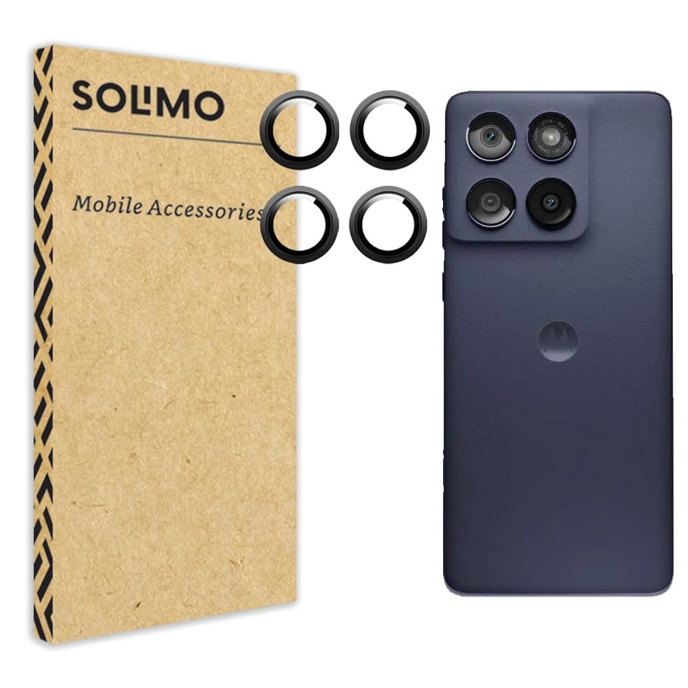 Amazon Brand - Solimo Glass Camera Lens Protector Protector Ring for Moto Edge 60 Fusion 5G Case Friendly with Edge to Edge Coverage and Easy Installation (Black)