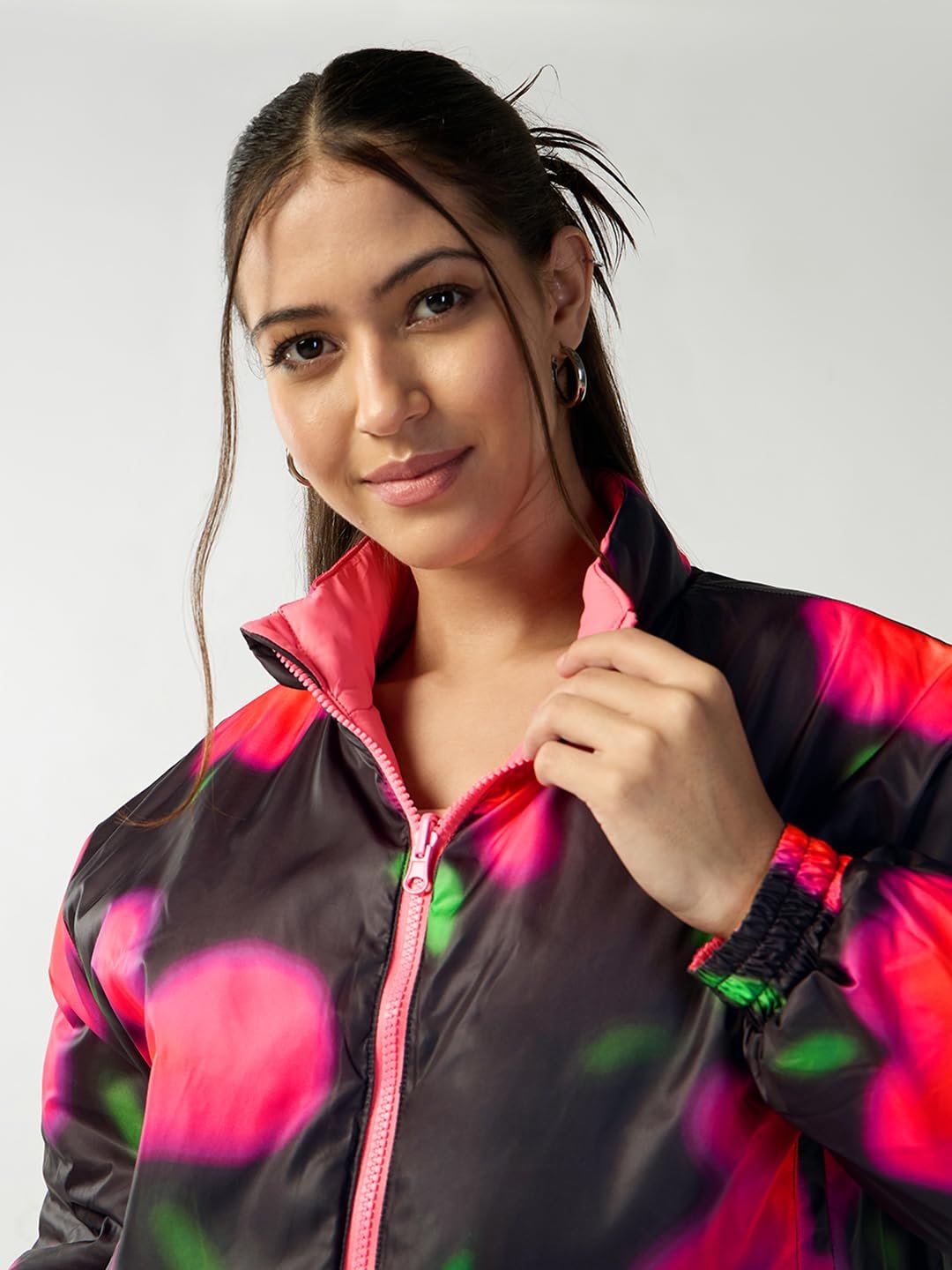 Bewakoof Women's Nylon Oversized Fit High Neck Puffer Jacket | Jacket for Women Winter Wear - Image 9